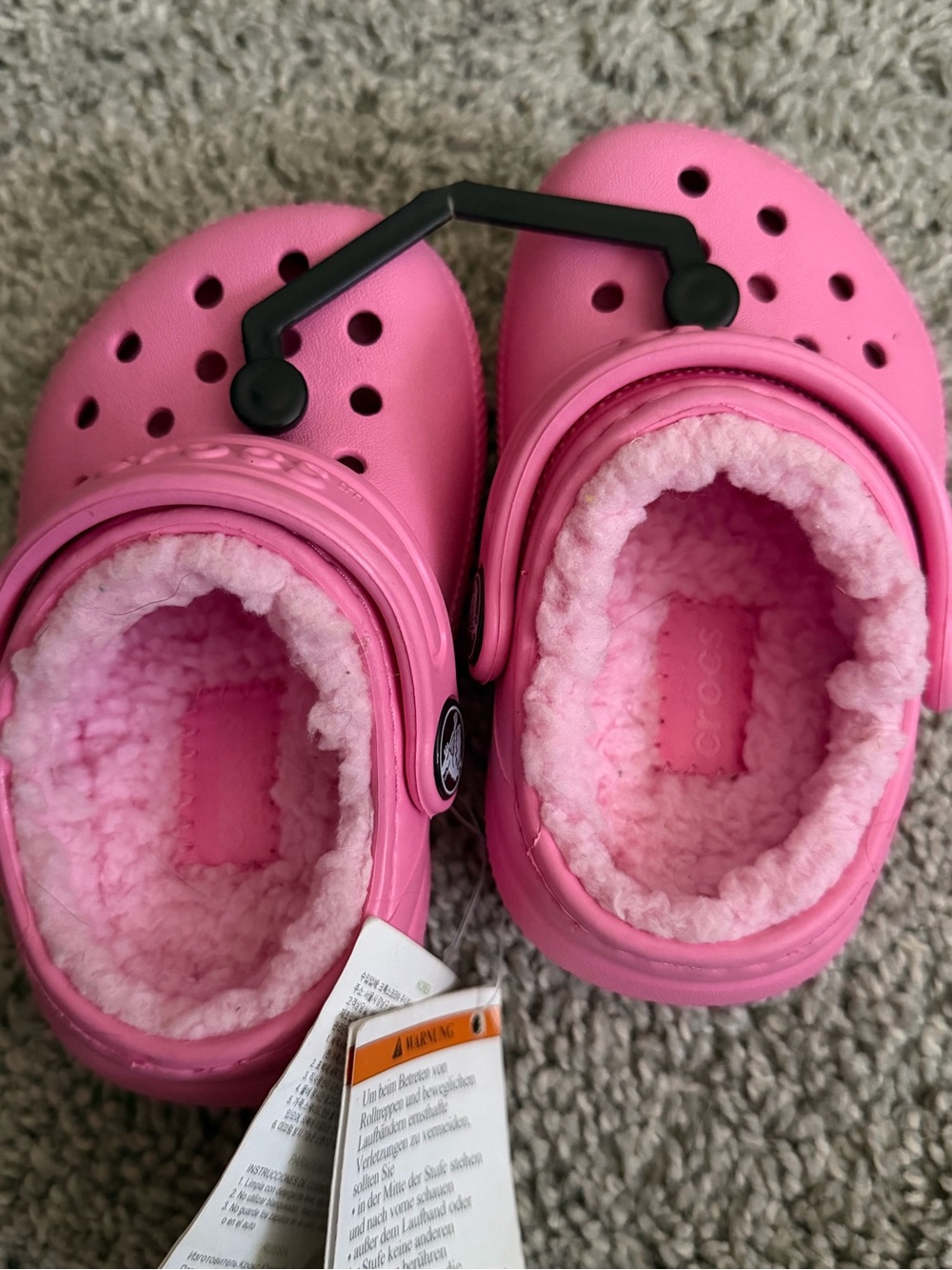 Crocs Kids Pink Fleece-Lined Clog Shoes